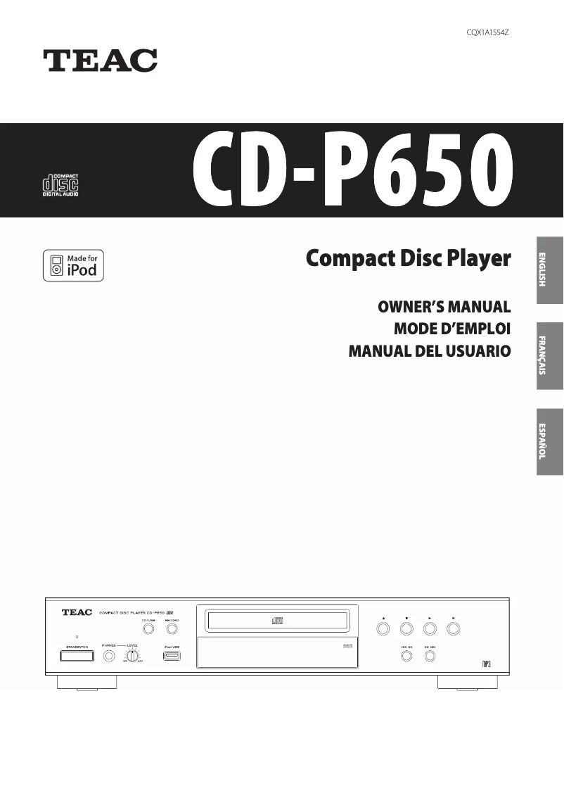 Imagen de la primera página del manual del dispositivo CD-P650