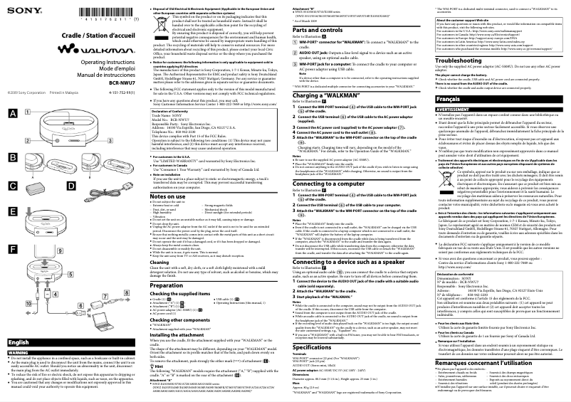 Imagen de la primera página del manual del dispositivo BCR-NWU7