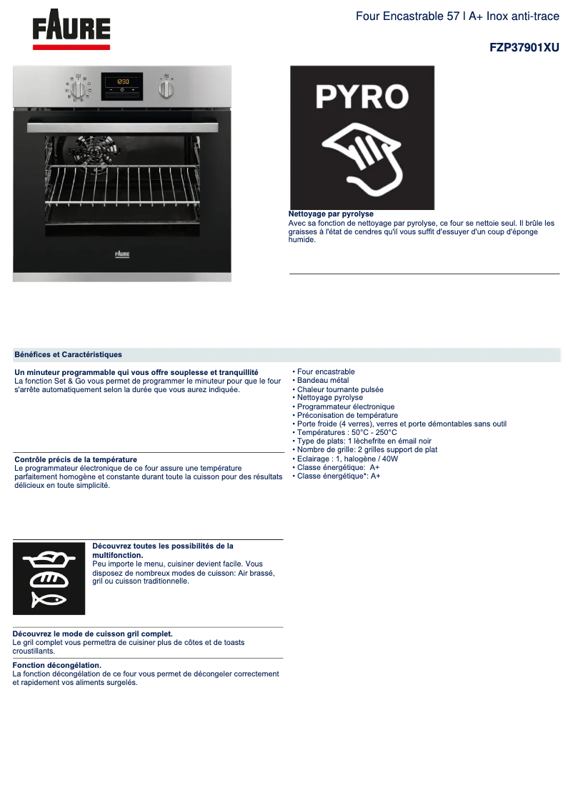 Página nº 1 - Ficha técnica Faure FZP37901XU