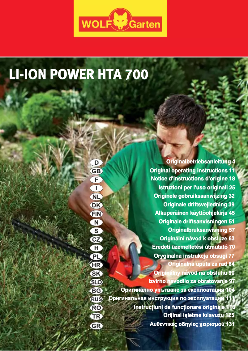 Página 1 del manual Manual de usuario Wolf Garten Li-Ion Power HTA 700