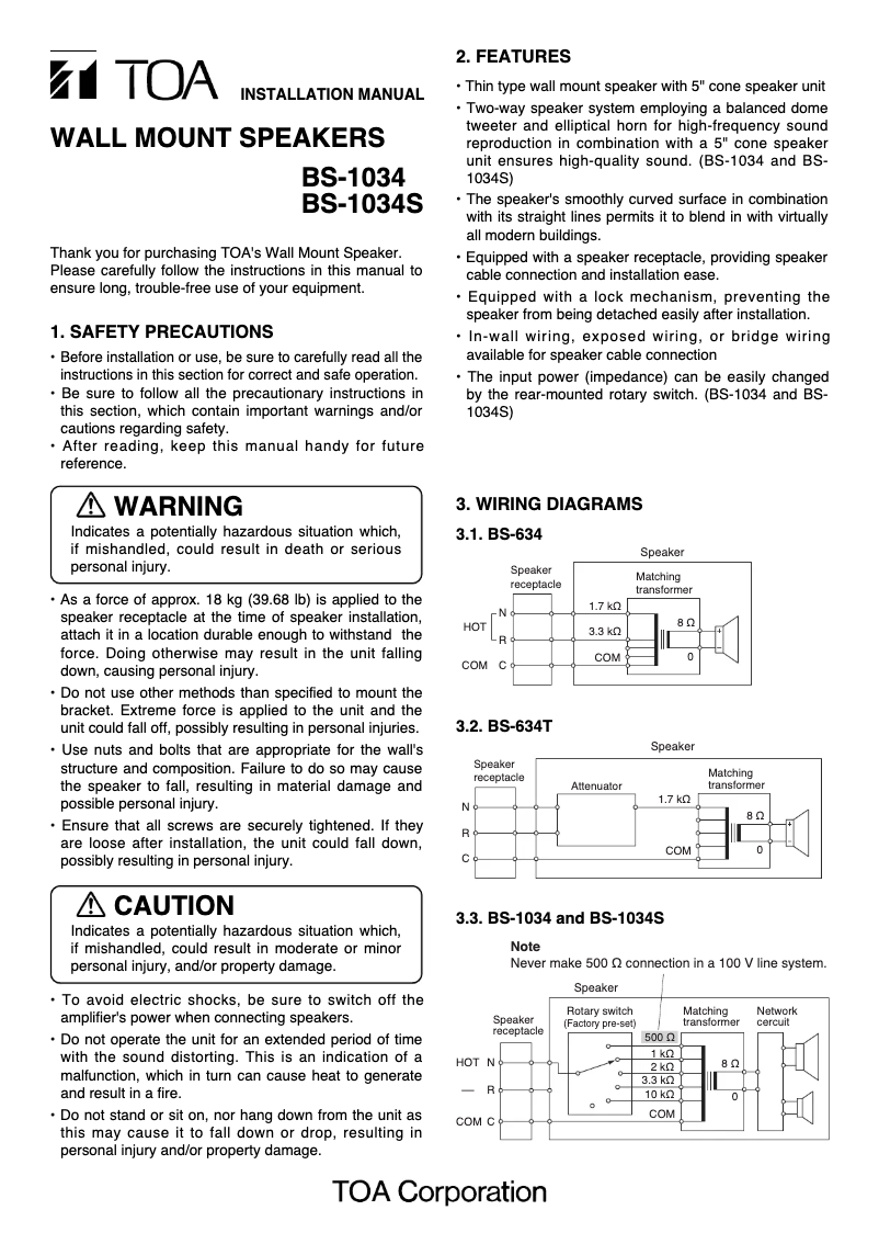 Página nº 1 - Manual de usuario TOA BS-1034S