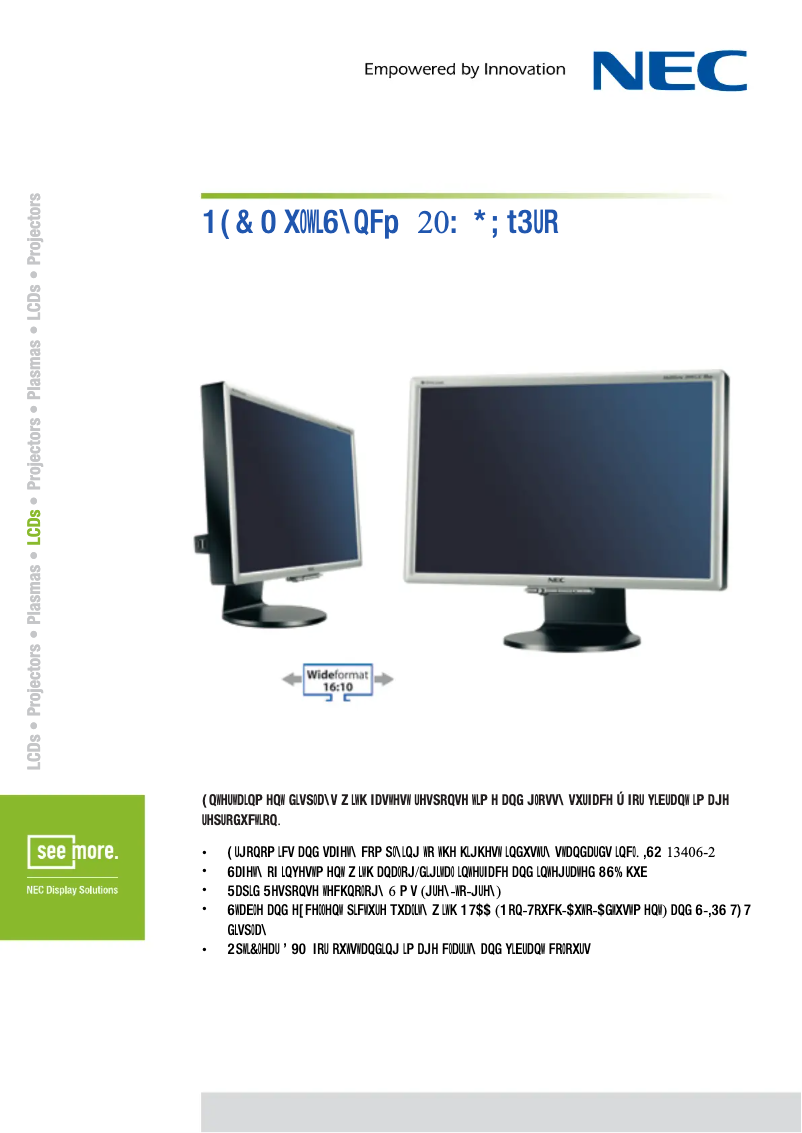 Imagen de la primera página del manual del dispositivo MultiSync 20WGX² Pro