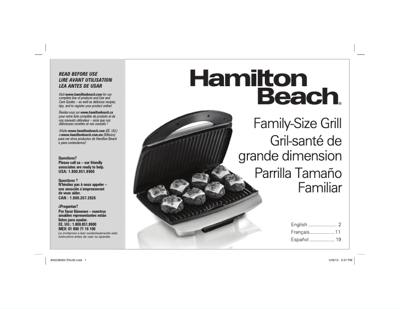 Página nº 1 - Manual de usuario Hamilton Beach 25370