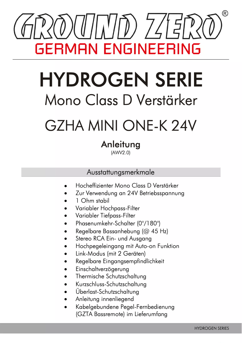 Página 1 del manual Manual de usuario Ground Zero GZHA MINI ONE-K 24V