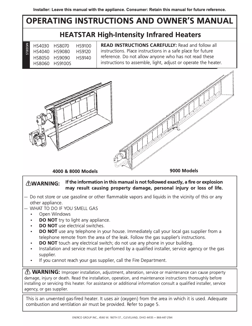 Imagen de la primera página del manual del dispositivo HS9100S