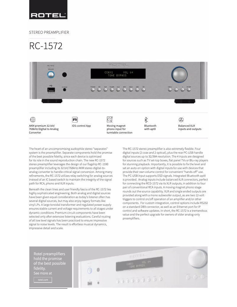 Imagen de la primera página del manual del dispositivo RC‑1572