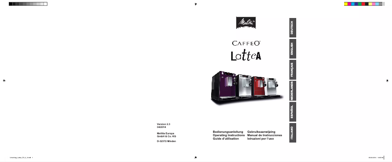 Imagen de la primera página del manual del dispositivo CAFFEO LATTEA