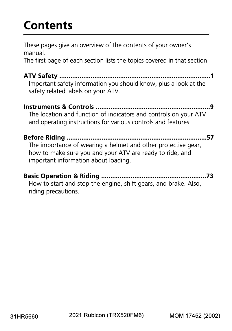 Imagen de la primera página del manual del dispositivo Rubicon (2021)