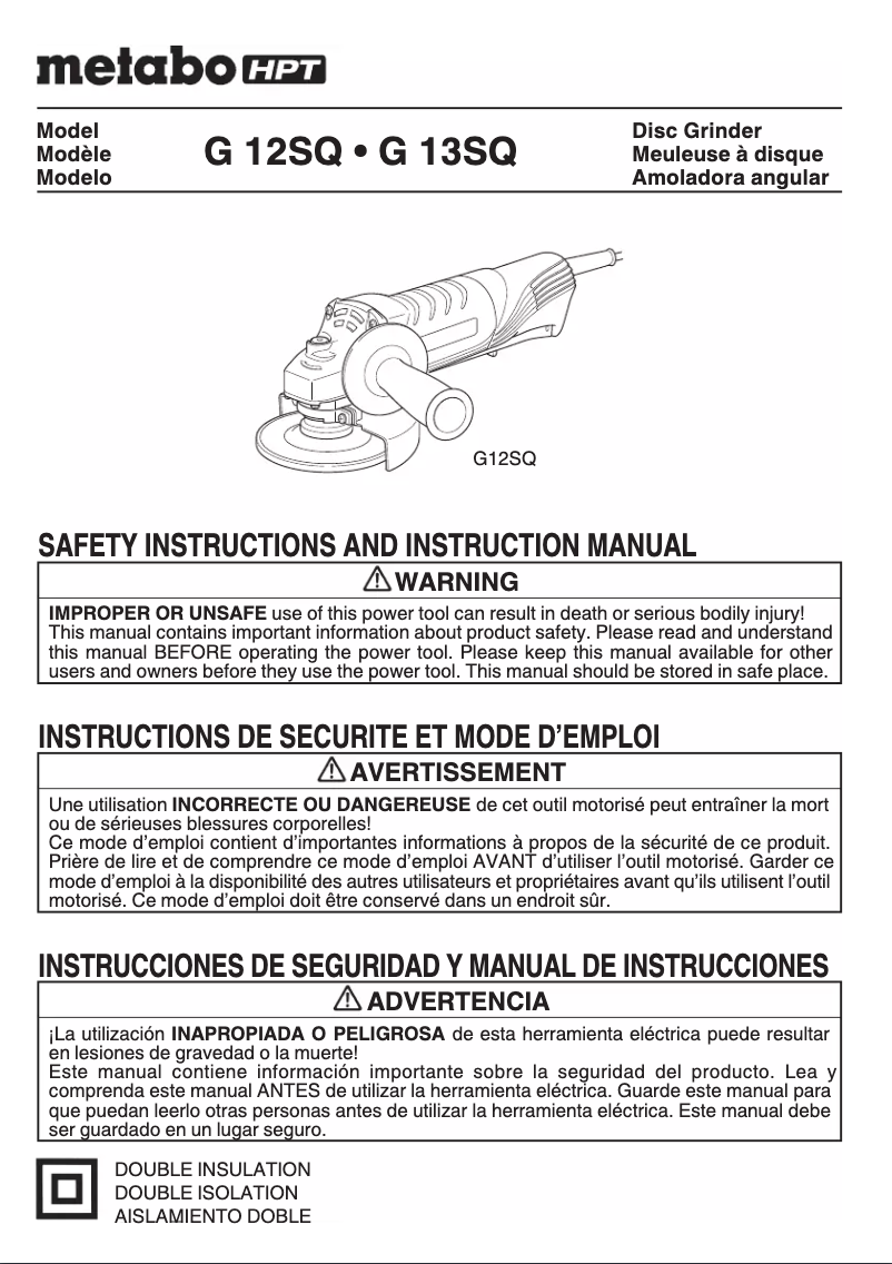 Página 1 del manual Manual de usuario Metabo G 12SQ