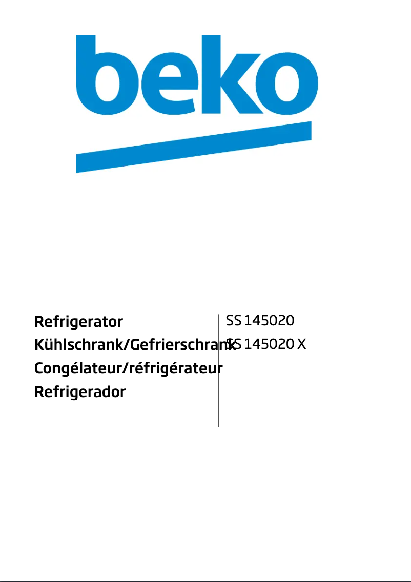 Página 1 del manual Manual de usuario Beko SS145020X