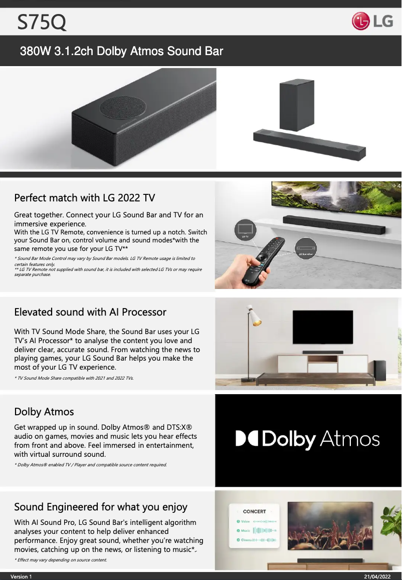 Imagen de la primera página del manual del dispositivo S75Q