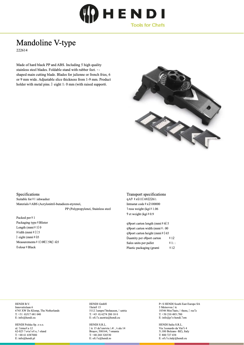 Página 1 del manual Ficha técnica Hendi 222614