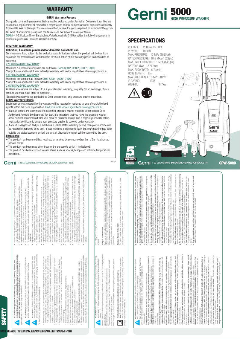 Imagen de la primera página del manual del dispositivo 5000