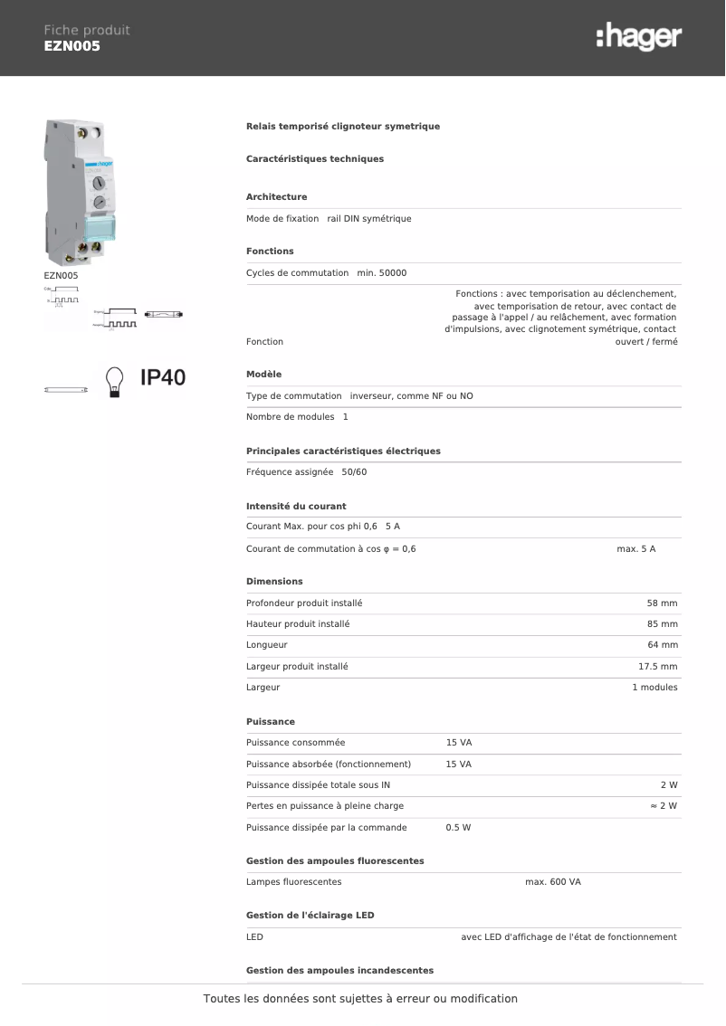 Imagen de la primera página del manual del dispositivo EZN005