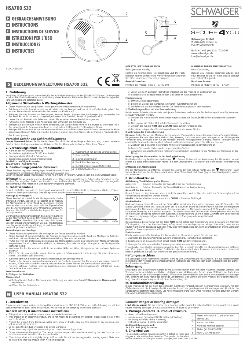 Página 1 del manual Manual de usuario Schwaiger HSA700 532