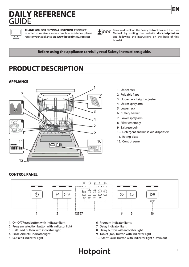 Página 1 del manual Manual de instrucciones Hotpoint H2F HL626 UK