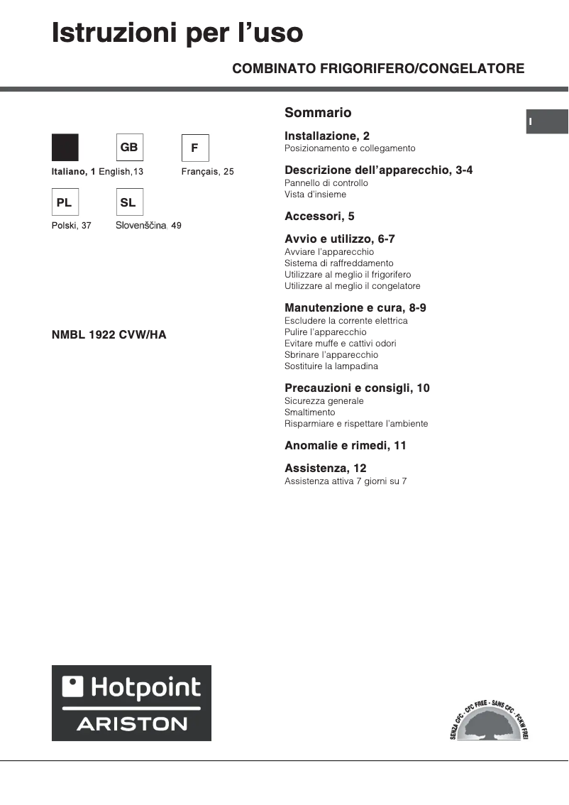 Imagen de la primera página del manual del dispositivo NMBL 1922 CVW/HA