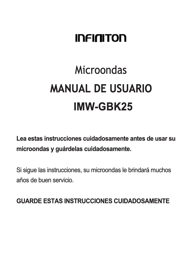 Página 1 del manual Manual de usuario Infiniton IMW-GBK25