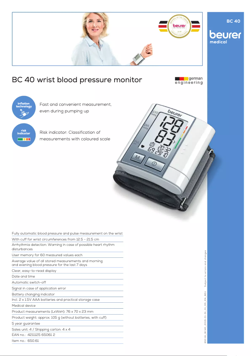 Imagen de la primera página del manual del dispositivo BC 40