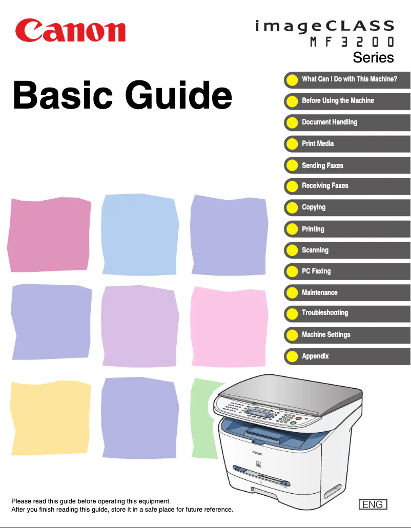 Imagen de la primera página del manual del dispositivo imageCLASS MF3240