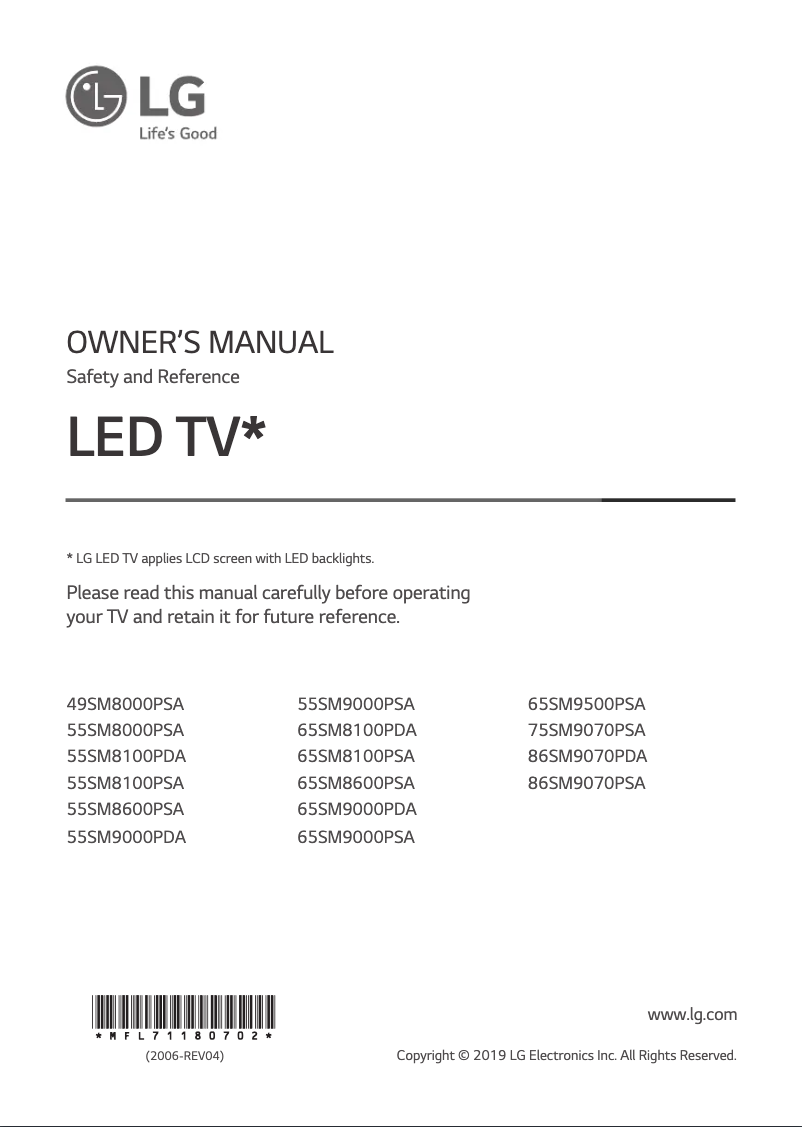 Imagen de la primera página del manual del dispositivo 55SM8100PSA
