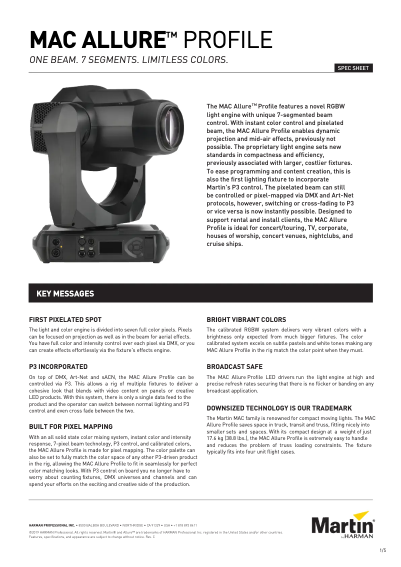 Imagen de la primera página del manual del dispositivo MAC Allure Profile