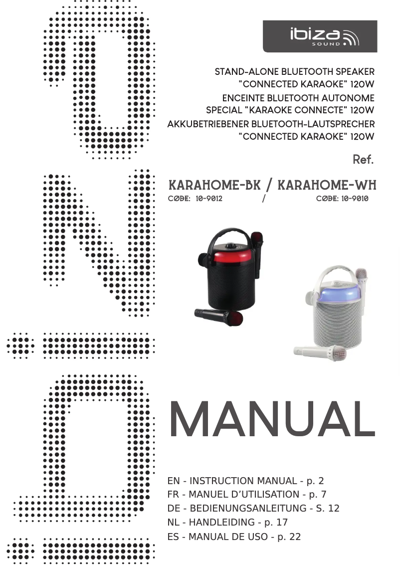 Imagen de la primera página del manual del dispositivo KARAHOME-BK