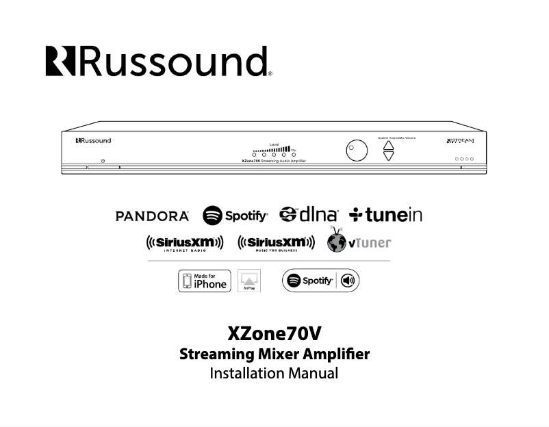 Imagen de la primera página del manual del dispositivo XZone70V