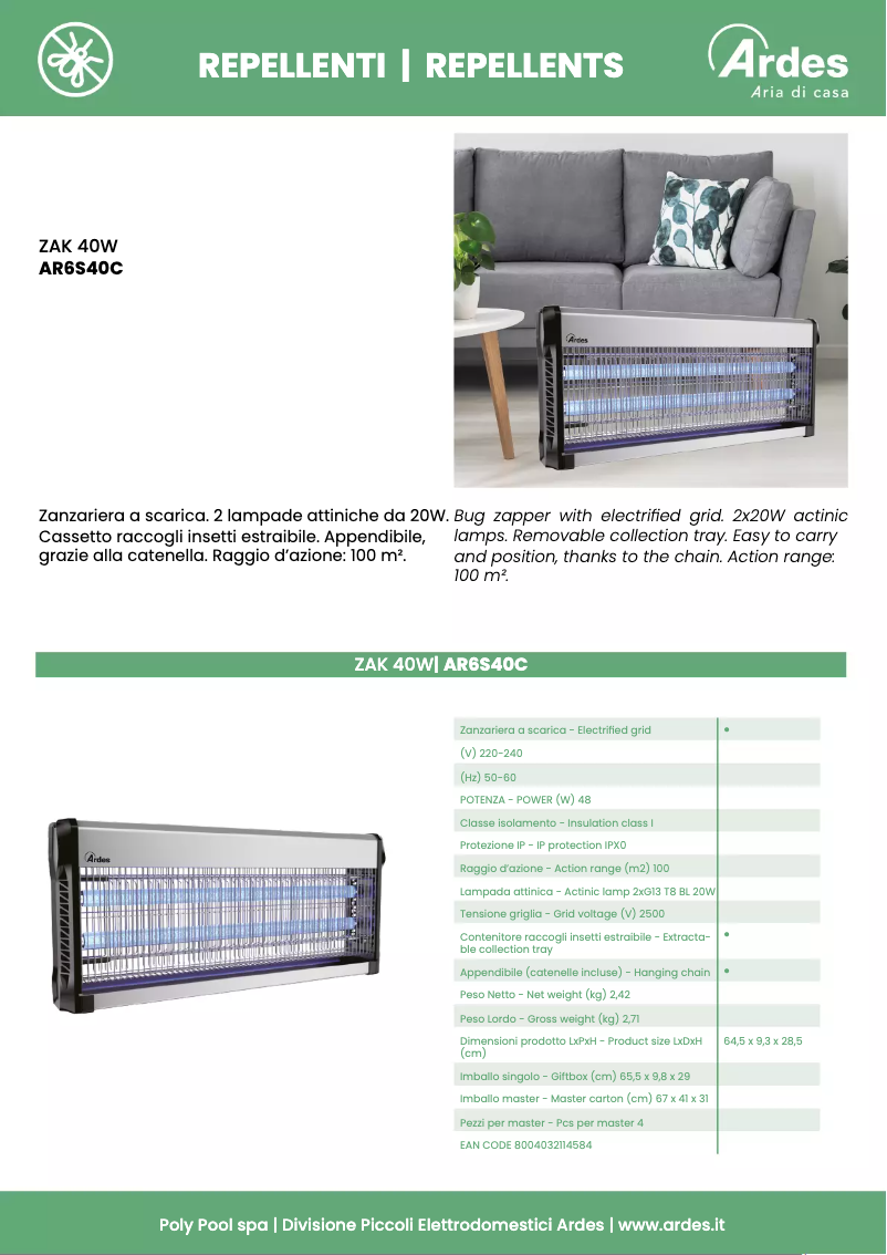 Página 1 del manual Ficha técnica Ardes AR6S40C