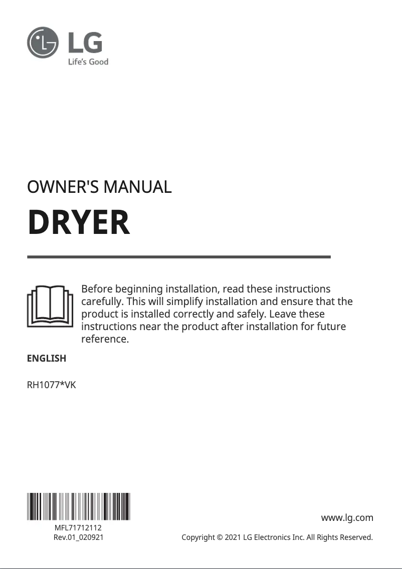 Página 1 del manual Manual de usuario LG RH1077WVK