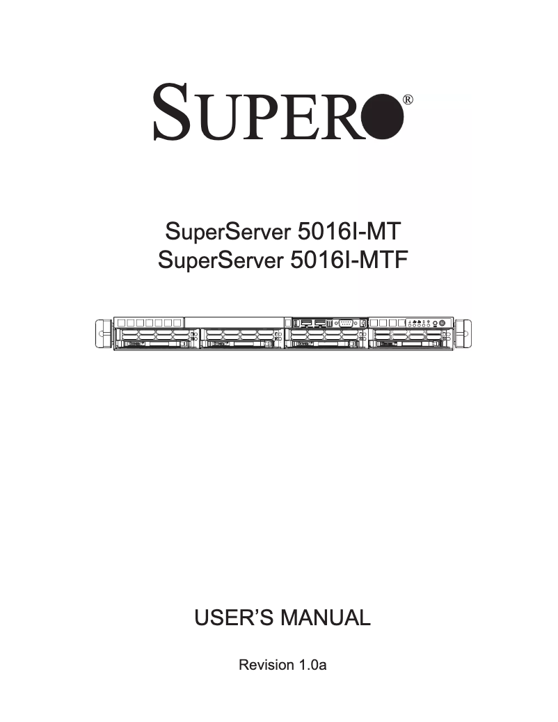 Página nº 1 - Manual de usuario Supermicro SuperServer 5016I-MT