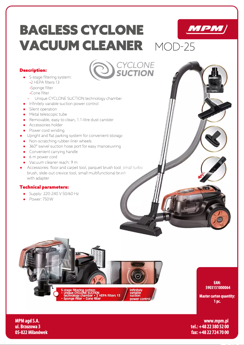 Página 1 del manual Ficha técnica MPM MOD-25