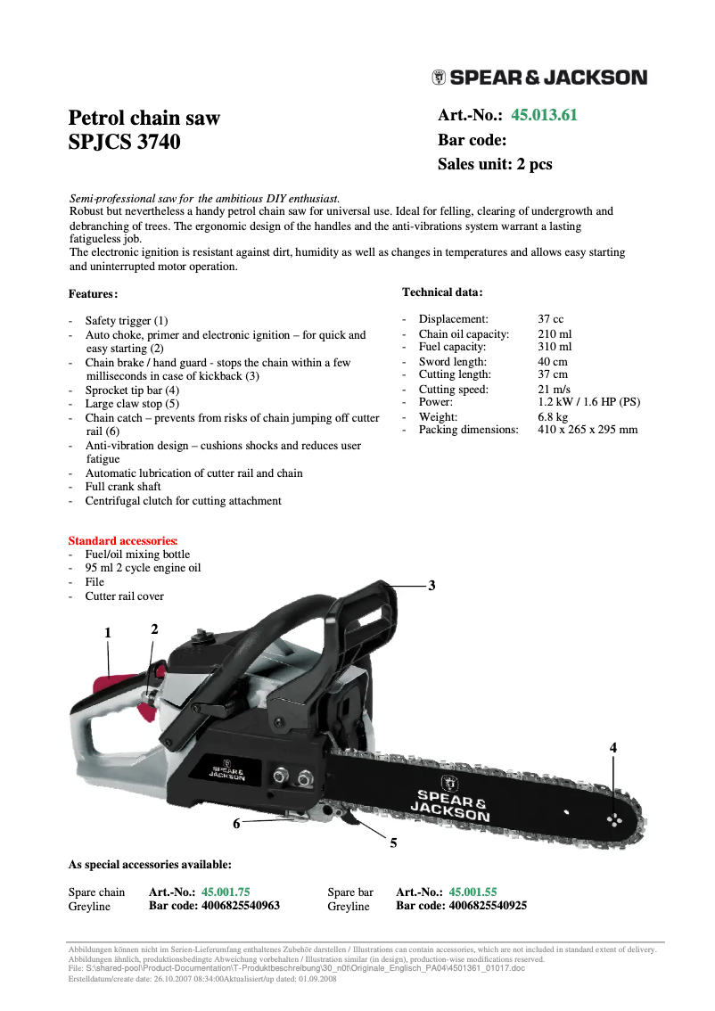 Imagen de la primera página del manual del dispositivo SPJCS 3740/1