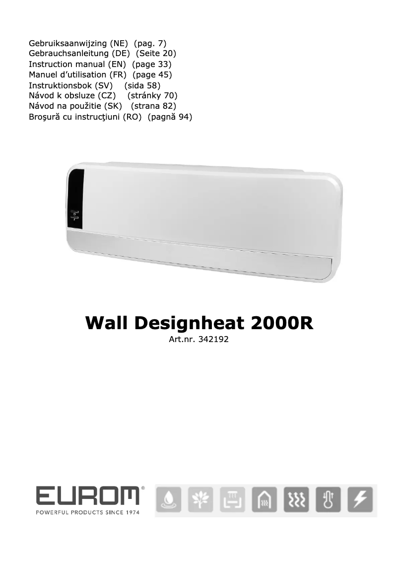 Página nº 1 - Manual de usuario Eurom Wall Designheat 2000R