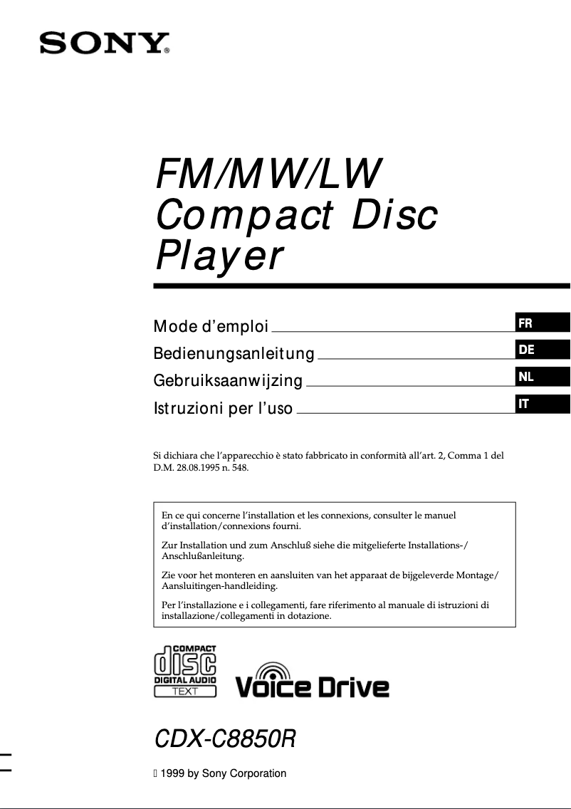 Imagen de la primera página del manual del dispositivo CDX-C8850R