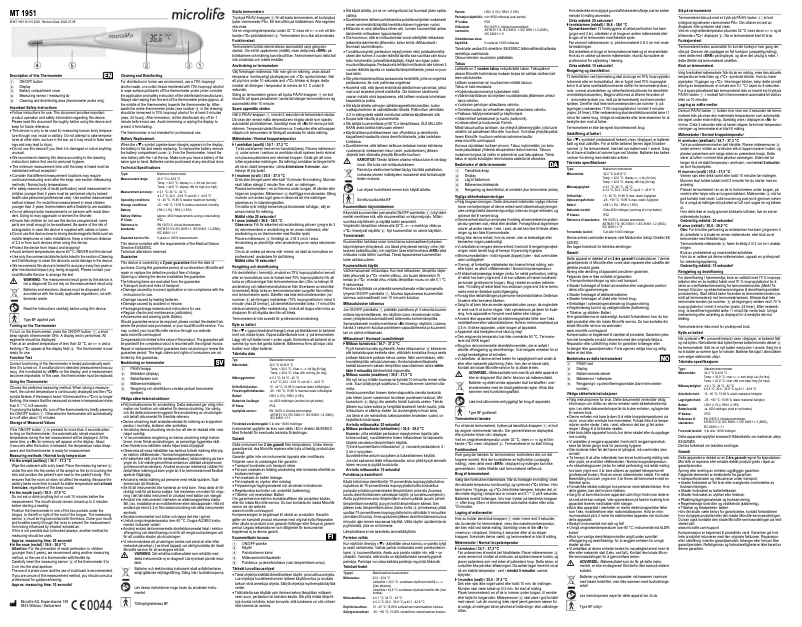 Página 1 del manual Manual de usuario Microlife MT 1951
