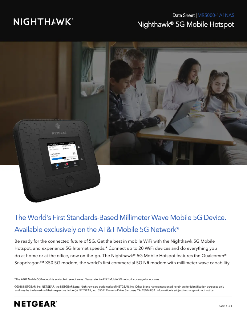 Imagen de la primera página del manual del dispositivo Nighthawk MR5000