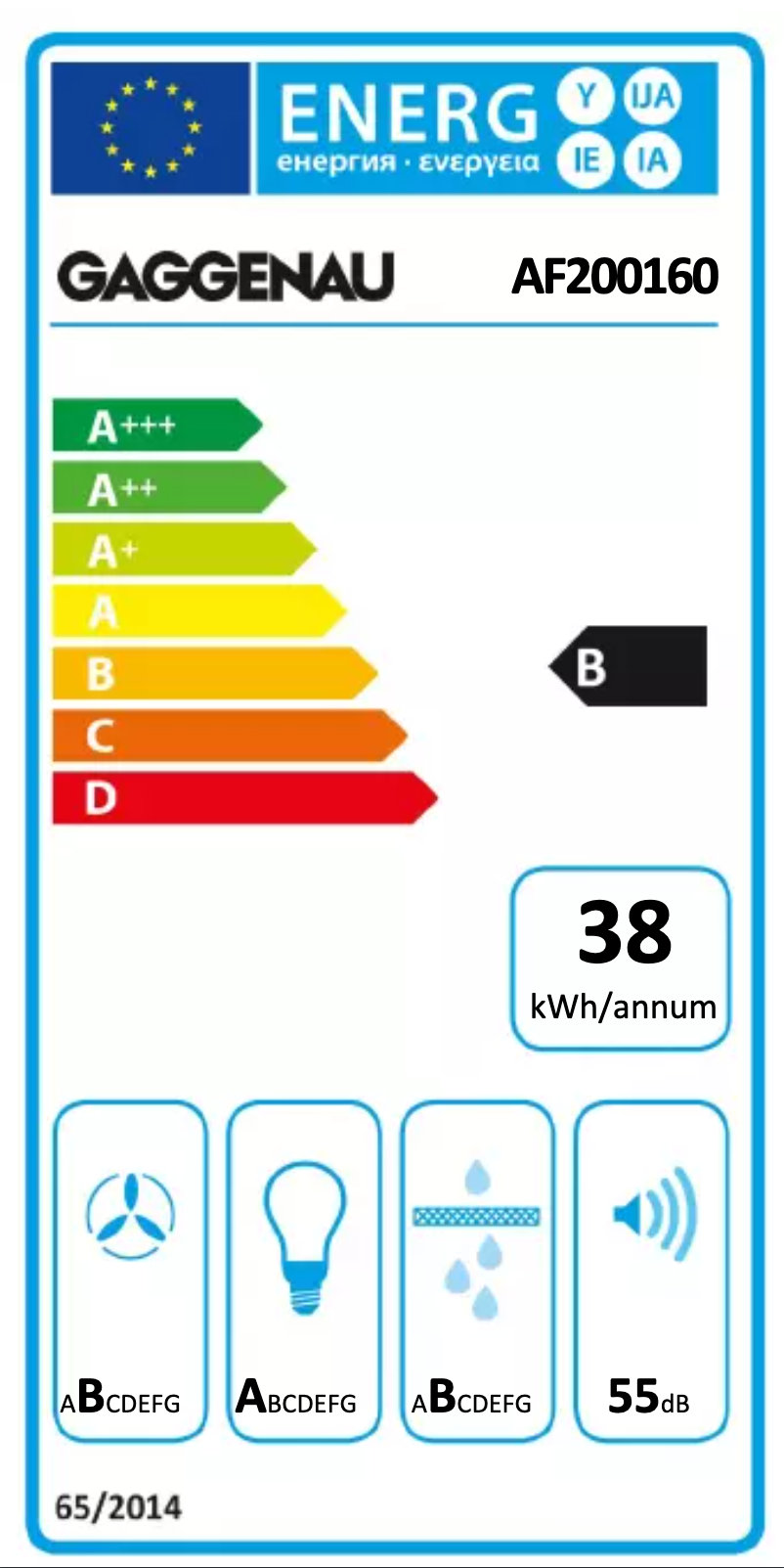 Página 1 del manual Etiqueta energética Gaggenau AF200160