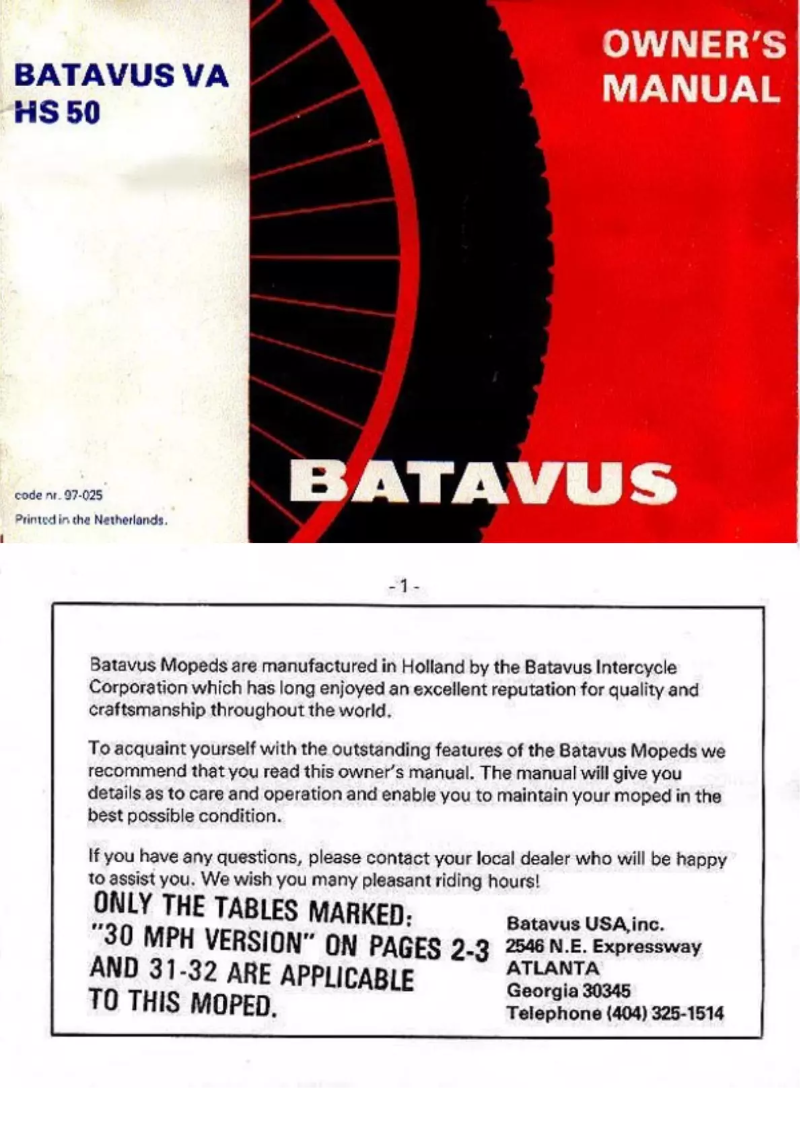 Página nº 1 - Manual de usuario Batavus HS50