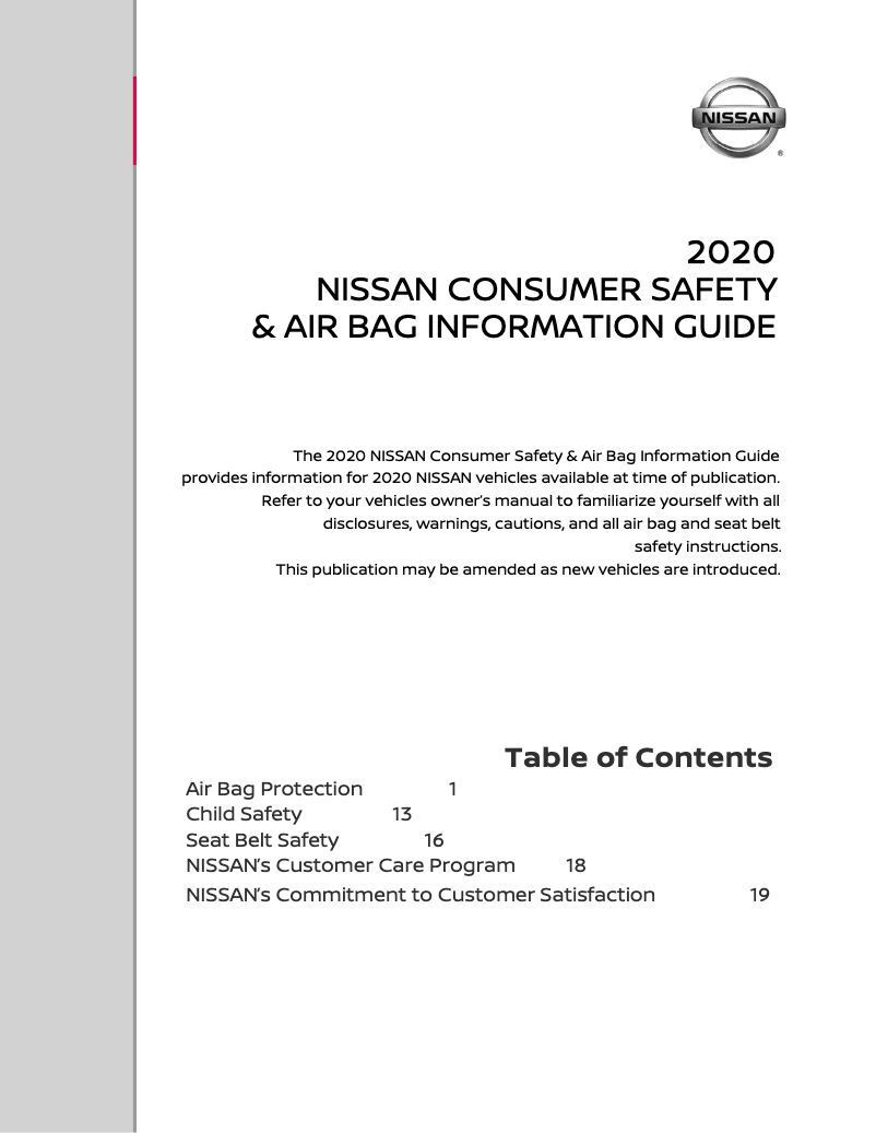 Página nº 1 - Instrucciones de seguridad Nissan 370Z (2020)