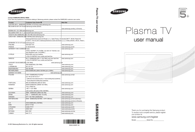 Imagen de la primera página del manual del dispositivo PS51F5500AW