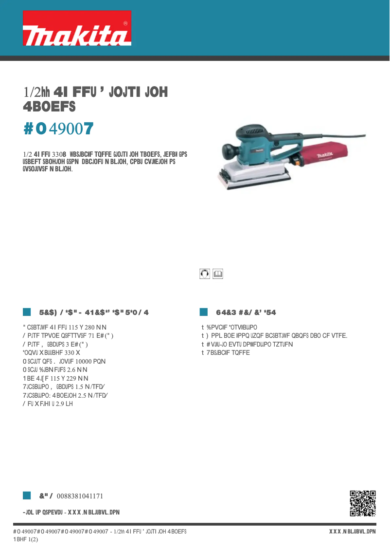 Página 1 del manual Ficha técnica Makita BO4900V