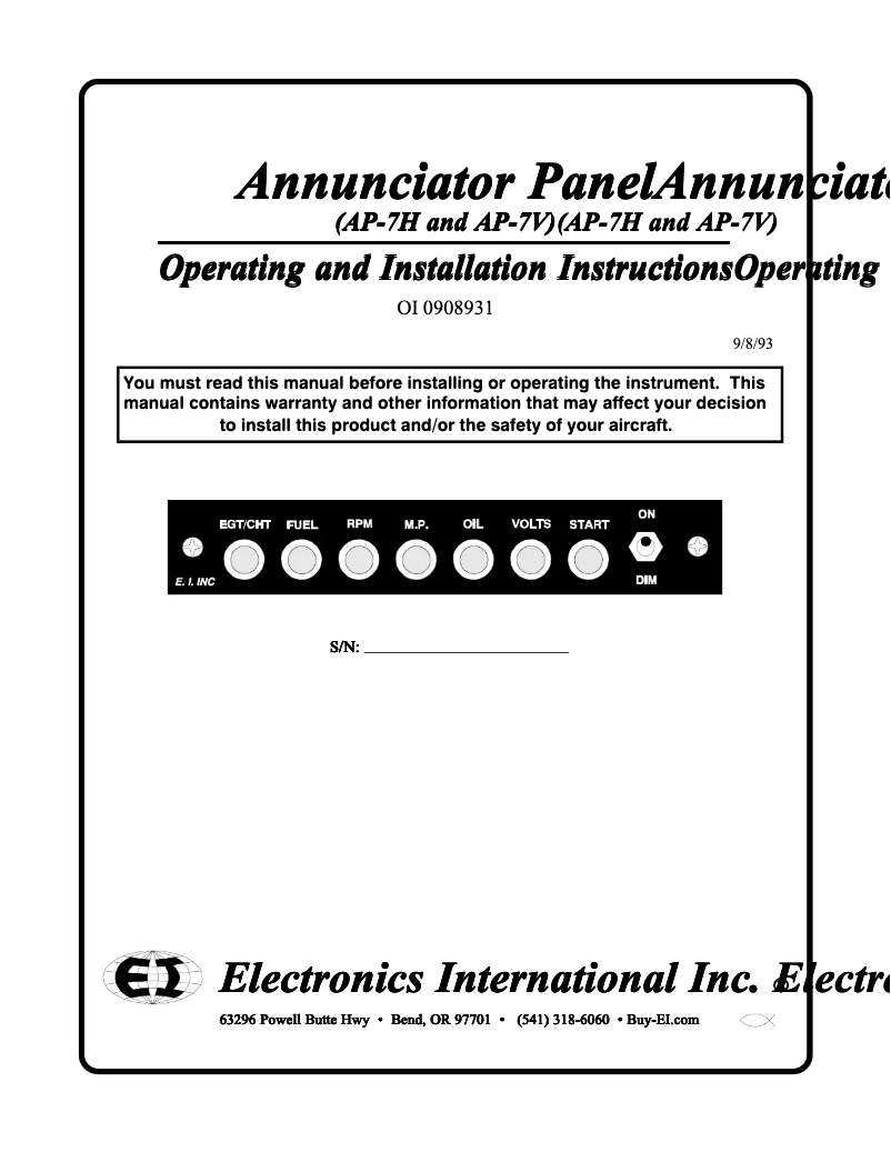 Imagen de la primera página del manual del dispositivo AP-7V
