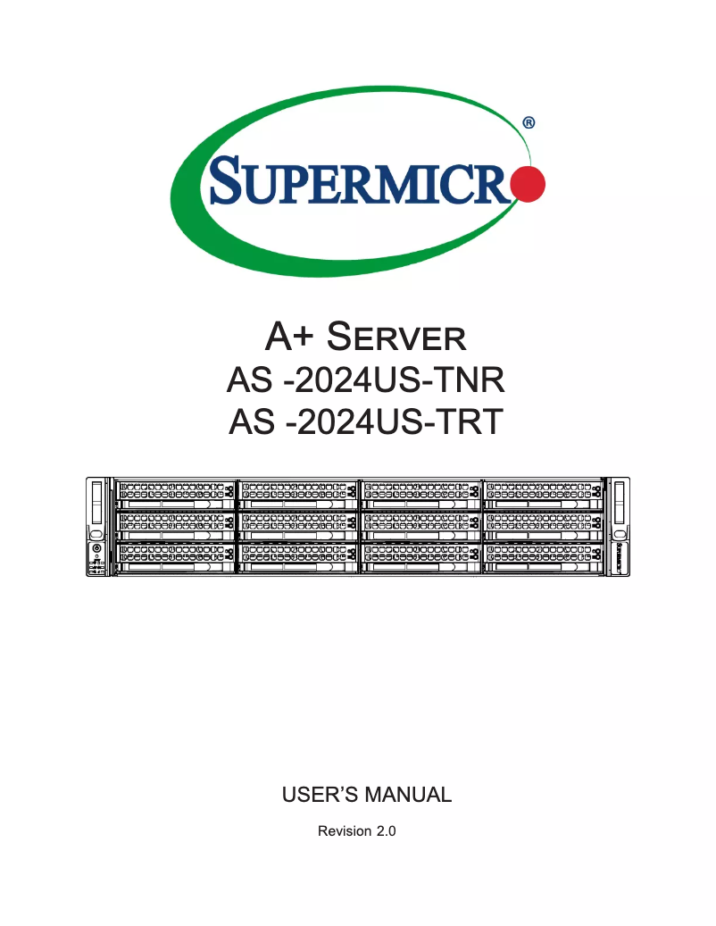 Imagen de la primera página del manual del dispositivo A+ Server 2024US-TRT
