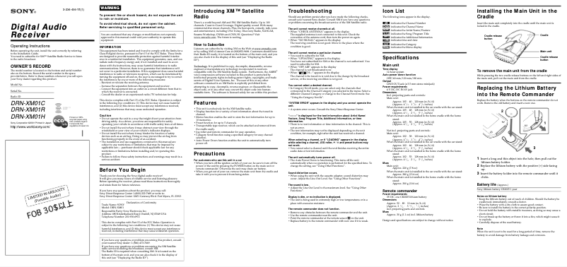 Página 1 del manual Manual de usuario Sony DRN-XM01H