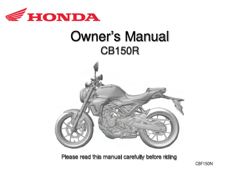 Página nº 1 - Manual de usuario Honda StreetFire CB150R (2019)