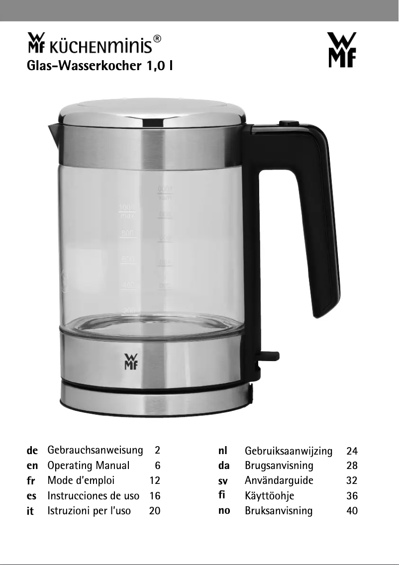 Página 1 del manual Manual de usuario WMF KITCHENmini Glas-Wasserkocher 1,0 l