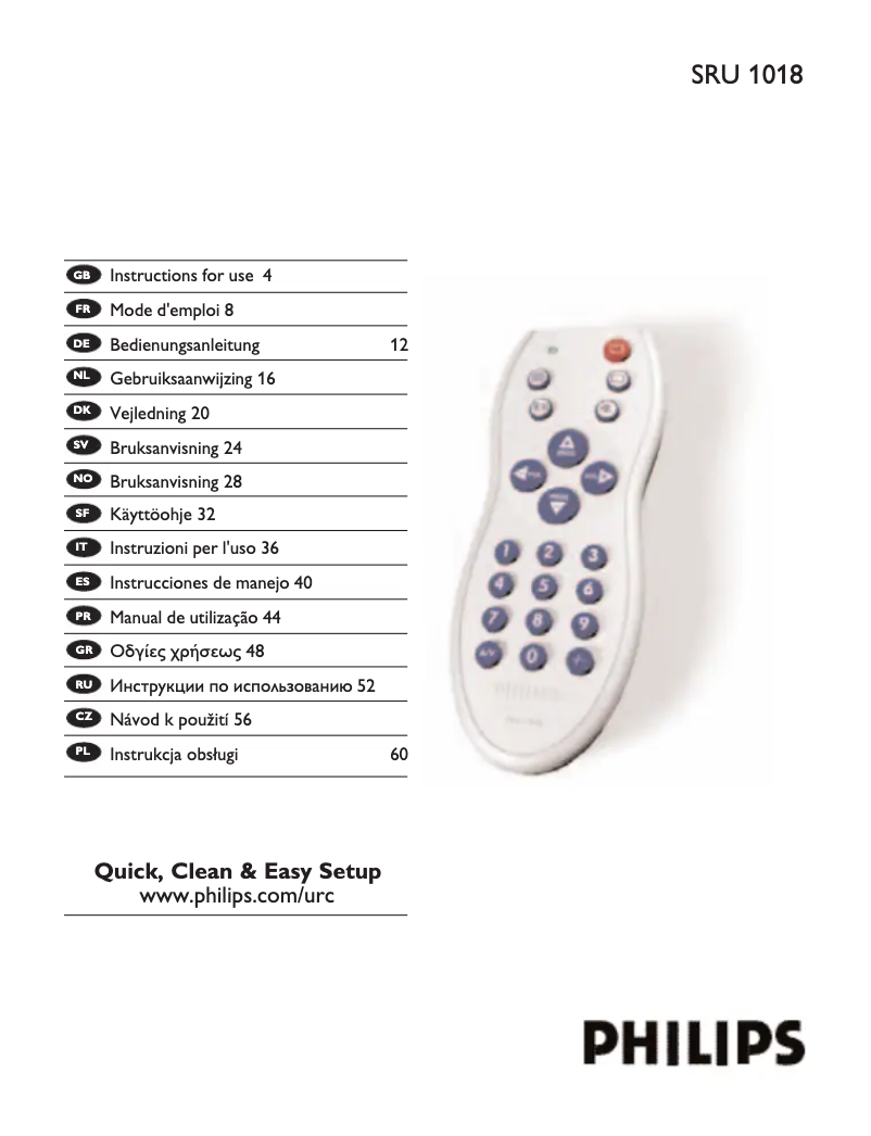 Página nº 1 - Manual de instrucciones Philips SRU1018