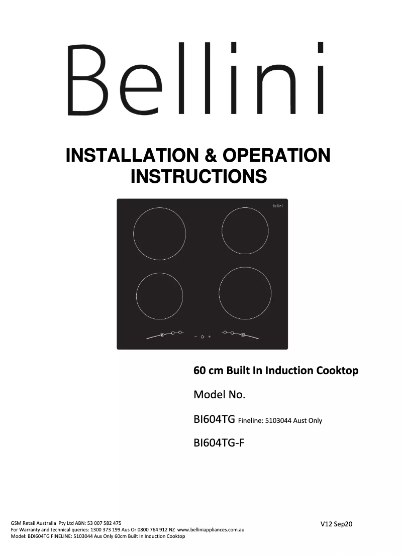 Página 1 del manual Manual de usuario Bellini BI604TG-F