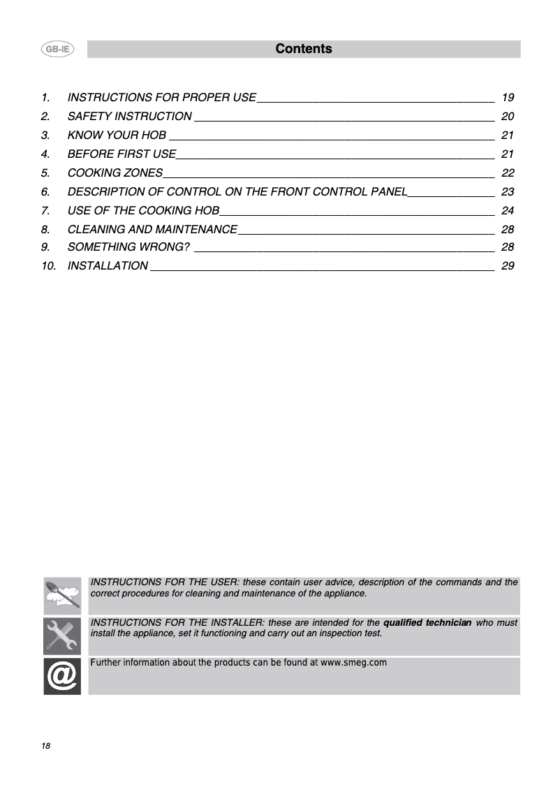 Página 1 del manual Manual de usuario Smeg P775AO